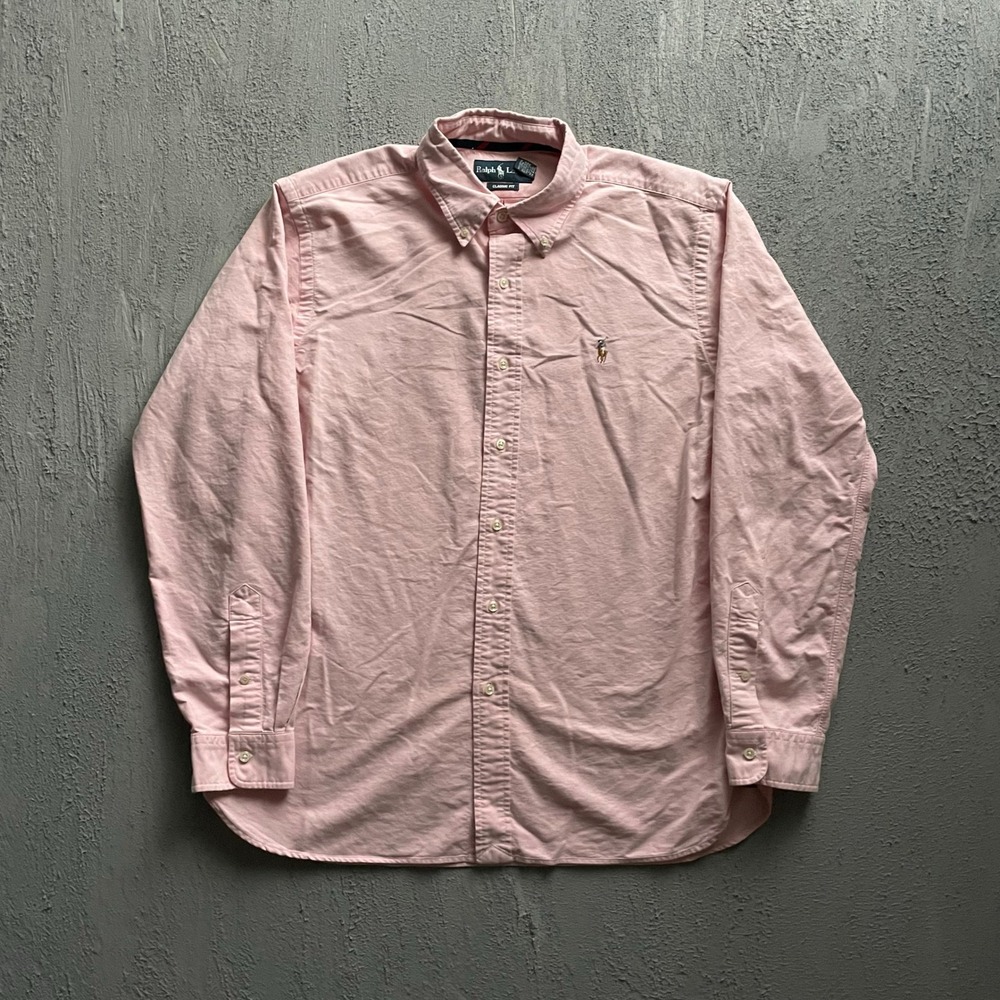 Vintage Classic Fit Button Down Shirt Mens Large Pink 2000s Ralph Lauren